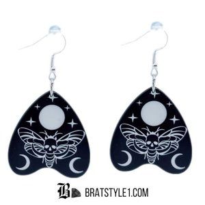 Deaths Head Moth dangle earrings set. Unisex dangle earrings. Fashion design cos